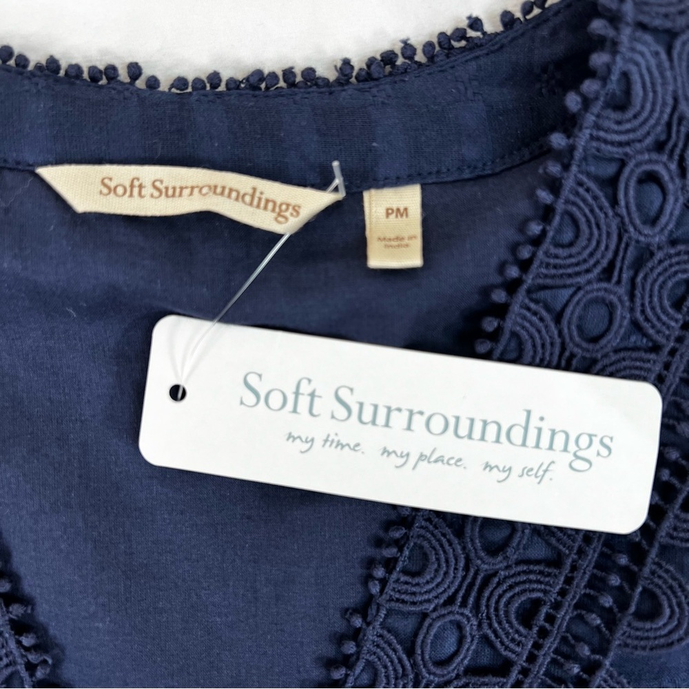 NEW NWT Soft Surroundings Elodie Lace Windowpane Gauze Top Medium Petite - Picture 13 of 16